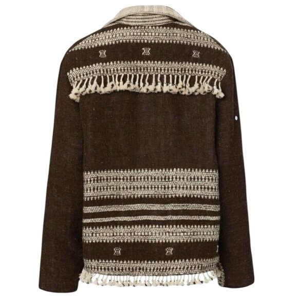 Alix of Bohemia Embroidered Handwoven Brown Blanket Jacket Small Western Boho - Picture 4 of 16